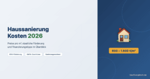 Haussanierung Kosten 2026 – Überblick über Sanierungskosten pro Quadratmeter mit Förderung und Finanzierung
