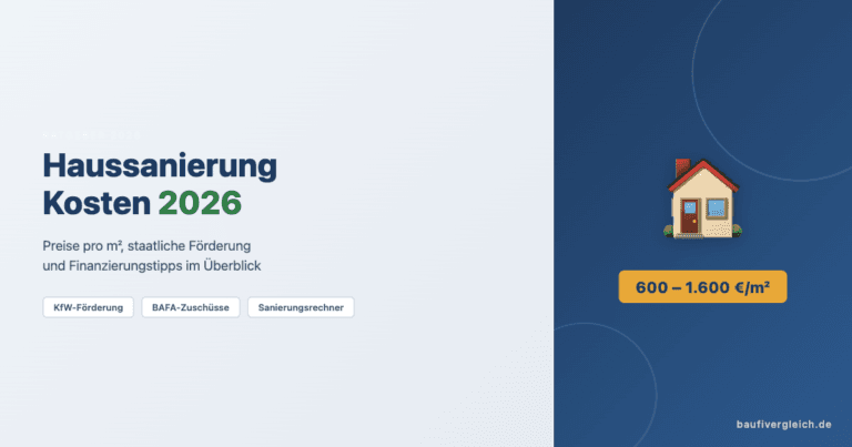Haussanierung Kosten 2026 – Überblick über Sanierungskosten pro Quadratmeter mit Förderung und Finanzierung