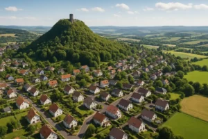 Luftbild von Gudensberg mit der Obernburg als Symbol für die Baufinanzierung im Chattengau