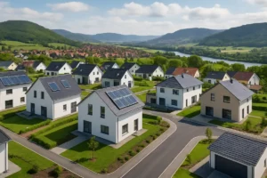 Modernes Neubaugebiet in Melsungen als Symbol für die Baufinanzierung neuer Eigenheime