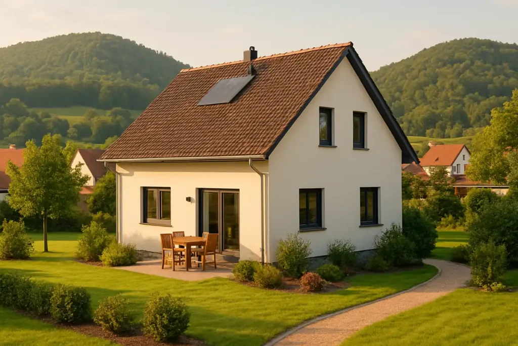 Freistehendes Einfamilienhaus in Zierenberg am Naturpark Habichtswald als Symbol für die Baufinanzierung